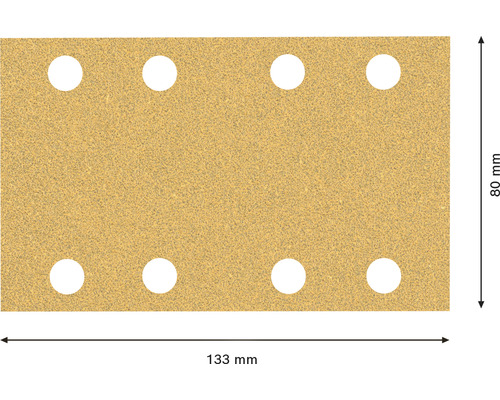 Schuurpapier met acht gaten, 133 mm bij 80 mm