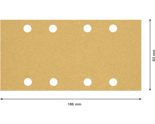 Schuurpapier met acht gaten, 186 mm x 93 mm
