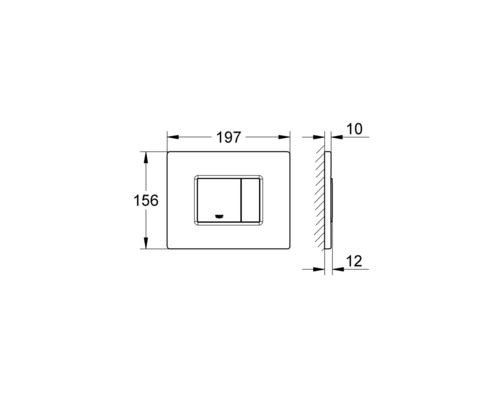 Technische tekening van een bedieningspaneel met afmetingen.