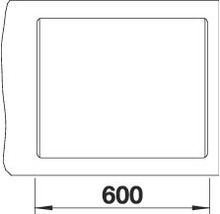 Tekening van een rechthoekige uitsparing met de afmeting 600