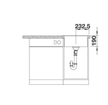 Technische tekening van een onderkast met wasbak en maatvoering