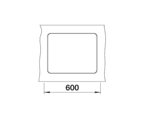 Technische tekening van een raam met afmeting 600