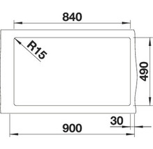 Technische tekening van een wastafel met afmetingen