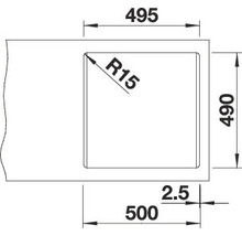 Productmaattekening met de afmetingen 495, 490 en 500.