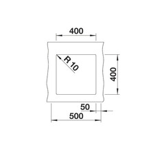 Technische tekening van een douchebak met maatvoering