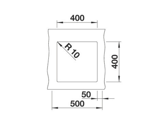 Technische tekening van een douchebak met maatvoering