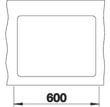 Technische tekening van een rechthoekige uitsparing met de afmeting 600