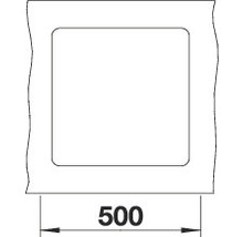 Technische tekening van een douche-element met de aanduiding 500 millimeter