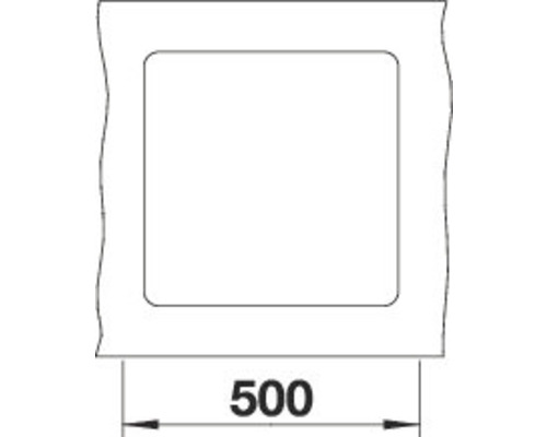 Technische tekening van een douche-element met de aanduiding 500 millimeter