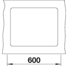 Technische tekening van een rechthoekige uitsparing met de aanduiding 600