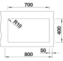 Technische tekening met afmetingen in millimeters