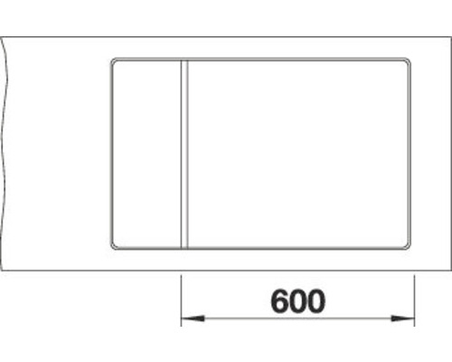 Technische tekening van een wastafel met een breedte van 600 mm