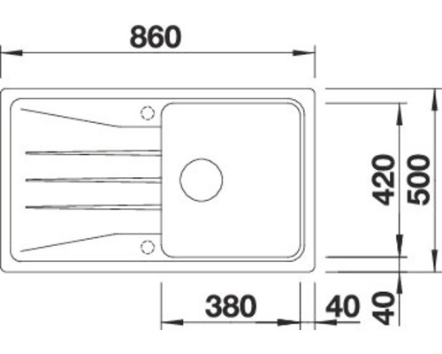 Afmetingen van een gootsteen: 860 x 500 millimeter