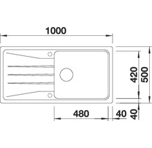 Technische tekening van een douchebak met afmetingen.
