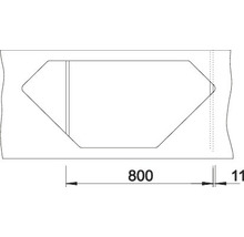 Technische tekening van een muurdoorbraak met afmetingen