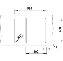Technische tekening met productafmetingen in millimeters