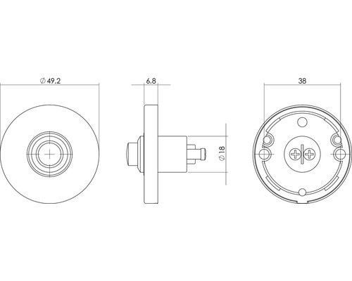 Technische tekening van een deurbeslag met maatgegevens