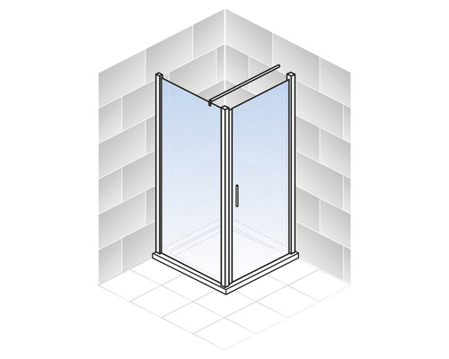 Hoekdouche met glazen deur en frame