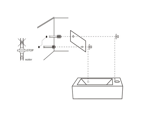 Installatie-instructies voor een bad met wandbevestiging