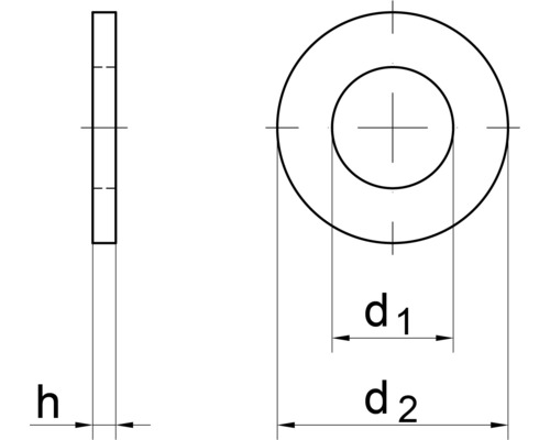 REYHER Sluitring 8,4 mm DIN125 RVS A4, 100 stuks Technische tekening van een sluitring met afmetingen