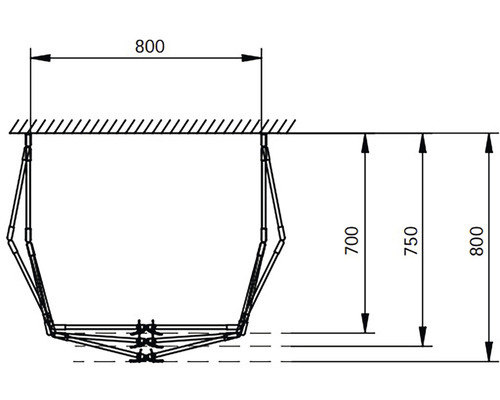 Technische tekening van een droogrek met afmetingen