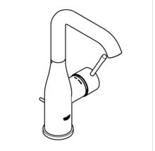 Tekening van een kraan voor een wastafel