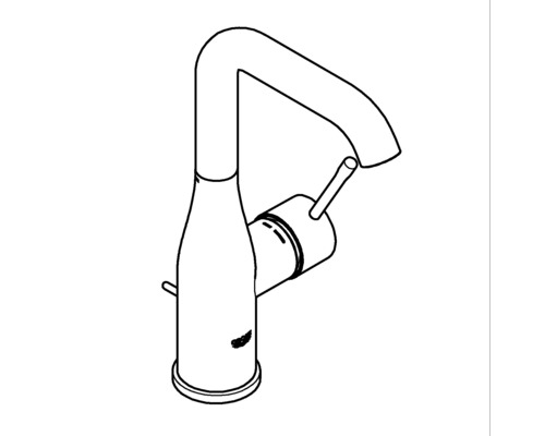 Tekening van een kraan voor een wastafel