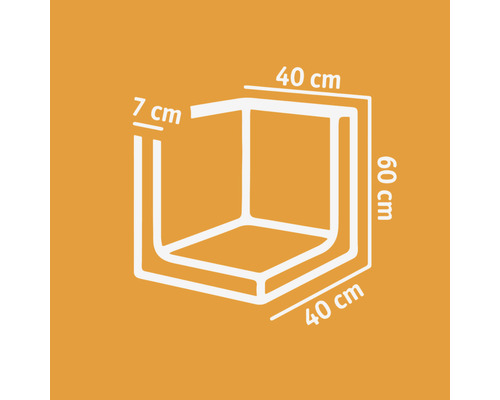 Technische tekening van een douchecabine met afmetingen: 40 cm breedte, 60 cm hoogte, 7 cm diepte