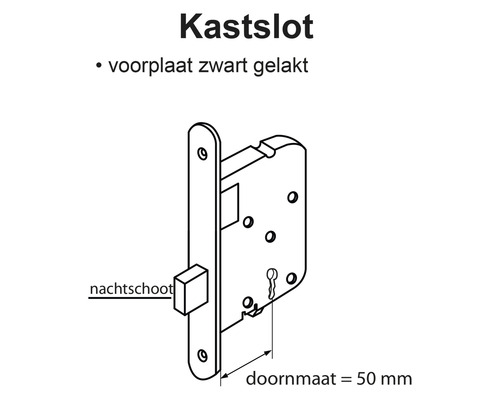 Kastslot met 50 millimeter doornmaat