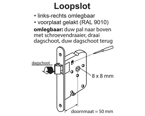 Afbeelding van een insteekslot met de afmetingen 8 x 8 mm en een doornmaat van 50 mm
