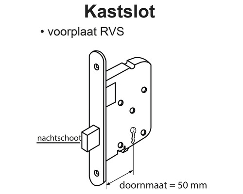 Meubelslot met een doornmaat van 50 mm