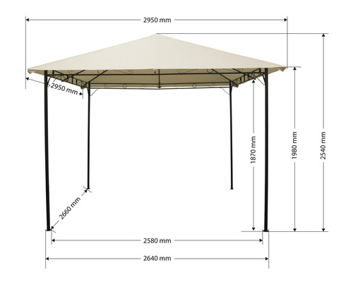 Afmetingen van het tuinpaviljoen