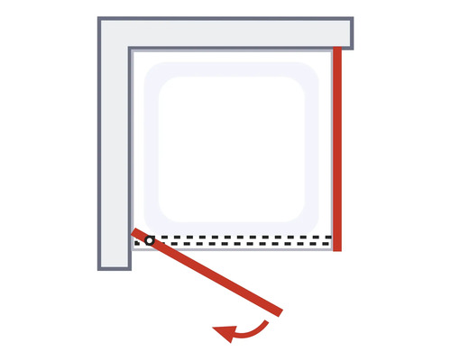 Afbeelding van een douchecabine met zwenkdeurfunctie