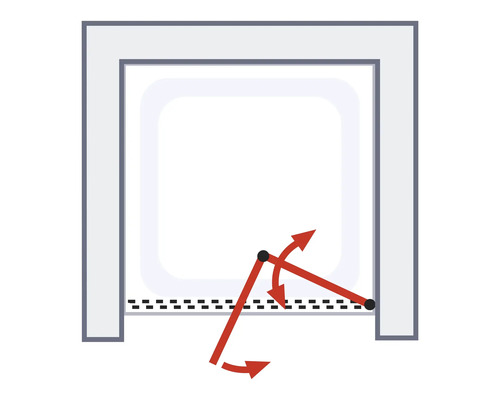 Weergave van het zwenkbereik van een deur