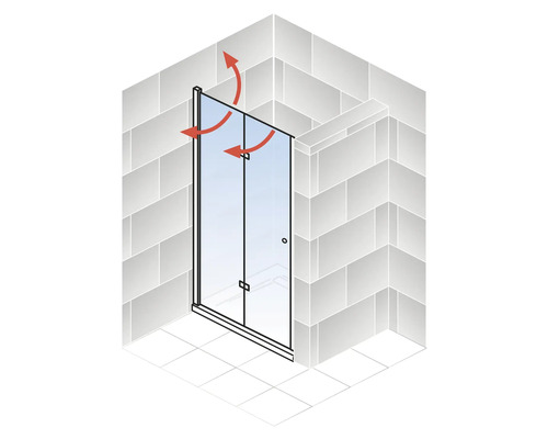 Douche met draaideur en ventilatiesysteem in de badkamer
