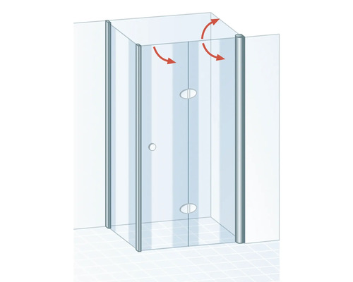 Douchecabine met draaibare glaselementen