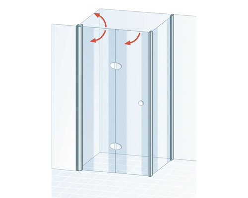 Douche met glazen draaideur