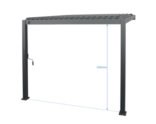 Pergola met een hoogte van 2365 mm.