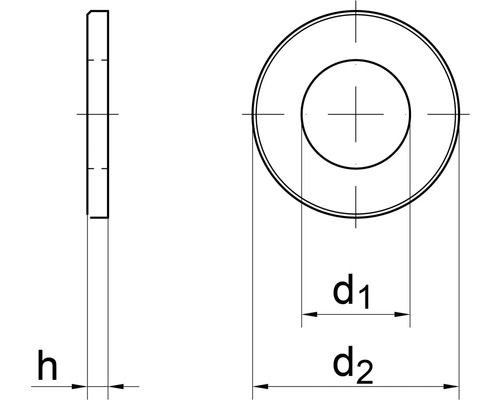 Technische tekening van een sluitring met maatvoering