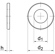 Technische tekening van een sluitring met maataanduidingen