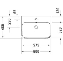 Technische tekening wastafel met afmetingen