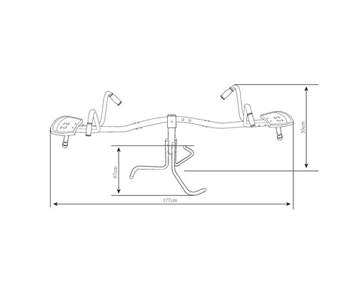 Maatschets van een wip met afmetingen