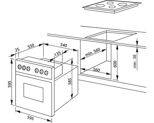 Afmetingen van een keukenfornuis met kookplaat en gootsteen
