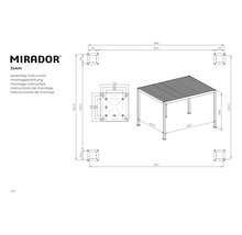 Montage-instructies voor een paviljoen van 3x4 meter met maatvoering