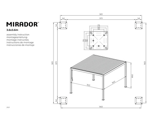 Montagehandleiding voor Mirador Paviljoen 3.6x3.6 meter