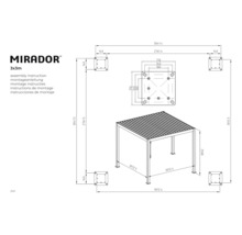 Montagehandleiding voor Mirador Pavillon 3x3 meter met maatvoering