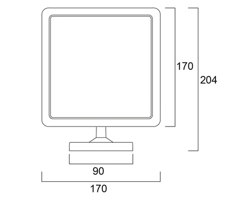 Technische tekening van een lamp met maatvoering