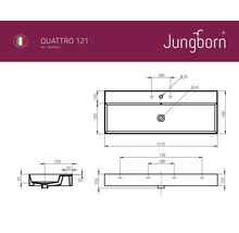 JUNGBORN Wastafel Quattro 121x46 cm wit