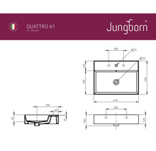 Technische tekening wastafel met maatvoering