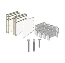 Bouwpakket met wandpanelen, beugels en schroeven voor wandmontage
